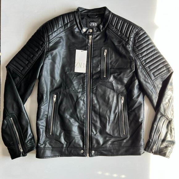 Zara FAUX LEATHER BIKER JACKET BLACK | 3833/309 - Picture 1 of 6